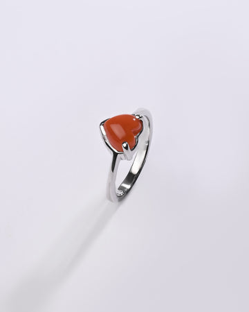 Minimalist Coral (Moonga) Ring in 925 Sterling Silver - Delta Hr