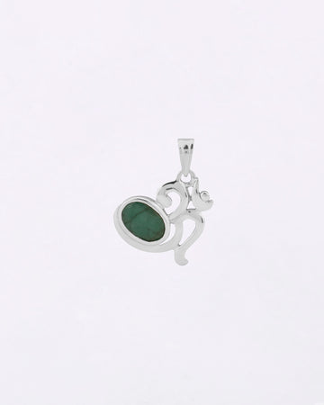 Eternal Om Emerald Pendant in 925 Silver