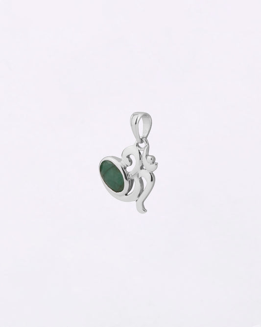 Eternal Om Emerald Pendant in 925 Silver