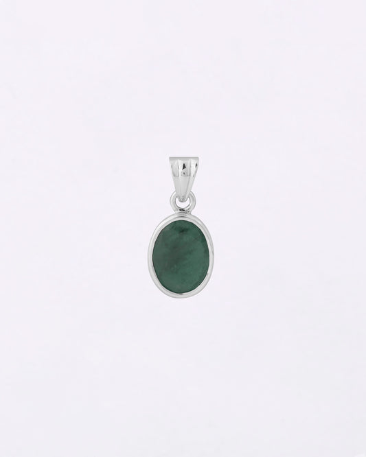 Plain Emerald Pendant in 925 Silver