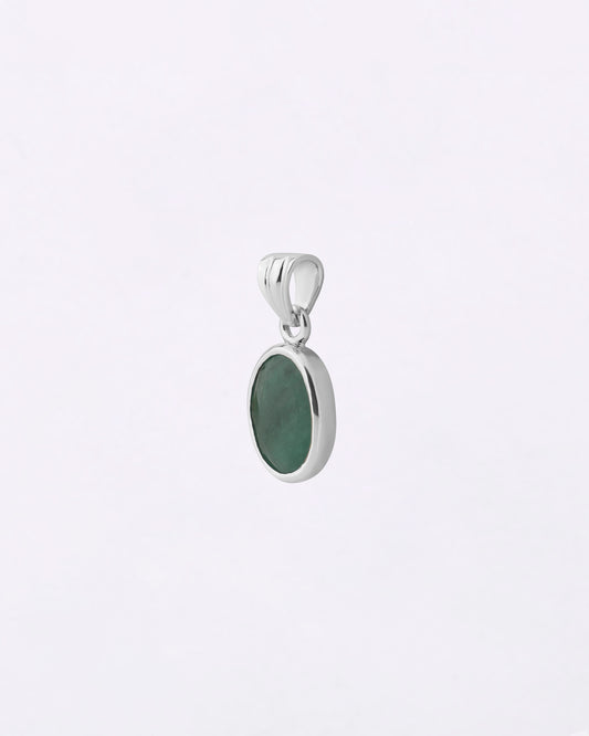 Plain Emerald Pendant in 925 Silver