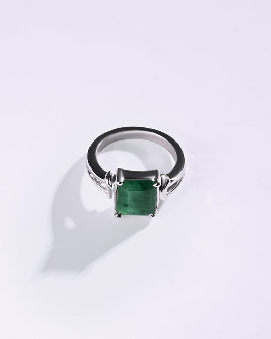 Exclusive Emerald (Panna) Ring in 925 Sterling Silver - Urja Sq