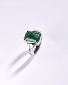 Rectangular Cut Emerald Gemstone Ring in 925 Sterling Silver from Myra Gems