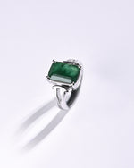 Rectangular Cut Emerald Gemstone Ring in 925 Sterling Silver from Myra Gems