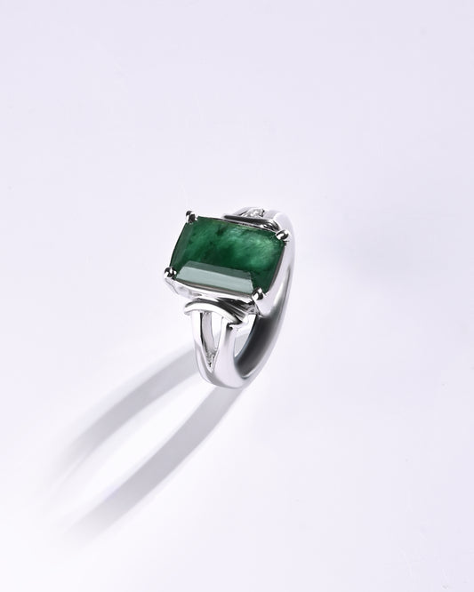 Exclusive Emerald (Panna) Ring in 925 Sterling Silver - Urja Sq