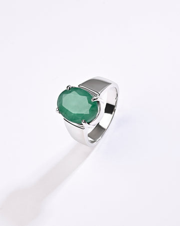 Heirloom Emerald (Panna) Ring in 925 Sterling Silver - Urja