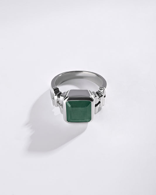 Exotic Emerald (Panna) Ring in 925 Sterling Silver - Shakti Sq
