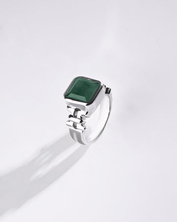 Exotic Emerald (Panna) Ring in 925 Sterling Silver - Shakti Sq