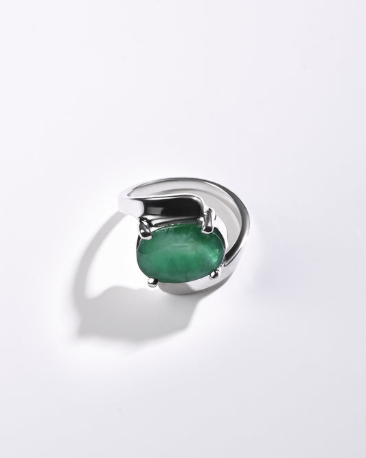 Radiant Emerald (Panna) Ring in 925 Sterling Silver - Urja