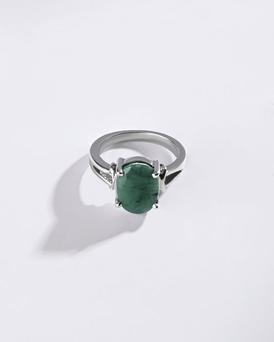 Exclusive Emerald (Panna) Ring in 925 Sterling Silver - Urja