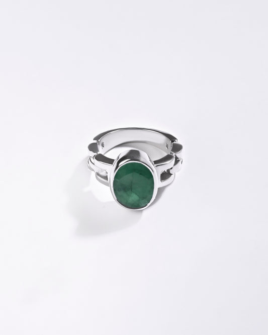 Rolex Emerald (Panna) Ring in 925 Sterling Silver - Shakti