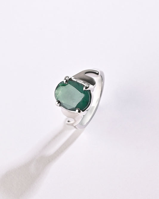 Authentic Emerald (Panna) Ring in 925 Sterling Silver - Urja