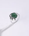 Floral Emerald (Panna) Ring in 925 Sterling Silver - Urja