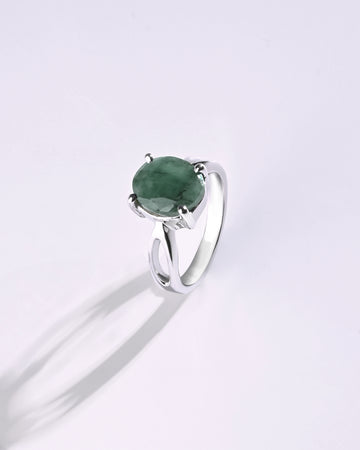 Grace Emerald (Panna) Ring in 925 Sterling Silver - Urja