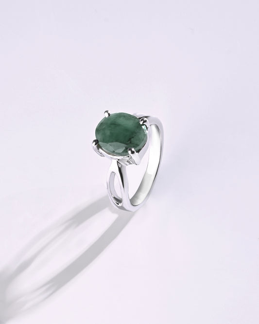 Grace Emerald (Panna) Ring in 925 Sterling Silver - Urja