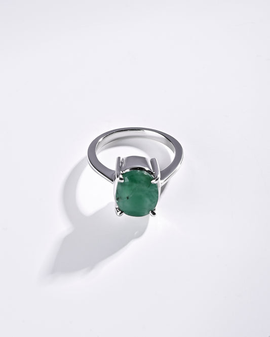 Minimalist Emerald (Panna) Ring in 925 Sterling Silver - Urja