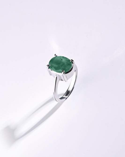 Minimalist Emerald (Panna) Ring in 925 Sterling Silver - Urja