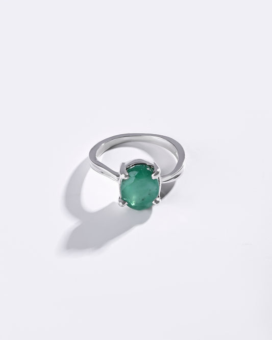 Elegant Emerald (Panna) Ring in 925 Sterling Silver - Urja