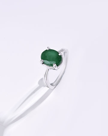Elegant Emerald (Panna) Ring in 925 Sterling Silver - Urja