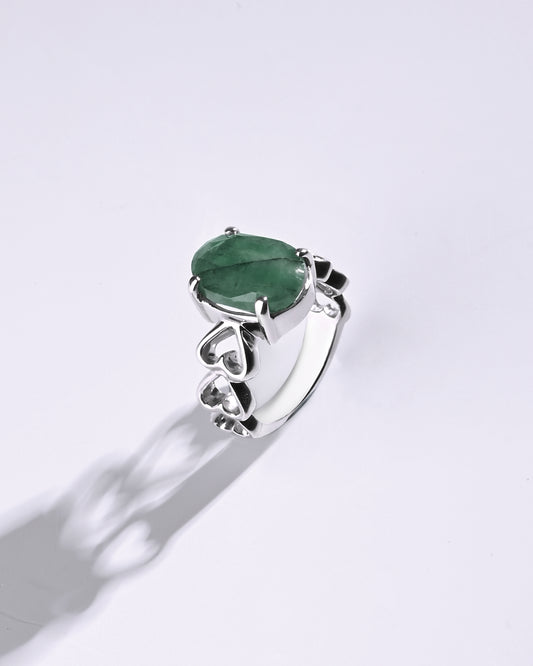 Forever Emerald (Panna) Ring in 925 Sterling Silver - Urja