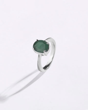 Minimalist Emerald (Panna) Ring in 925 Sterling Silver - Urja