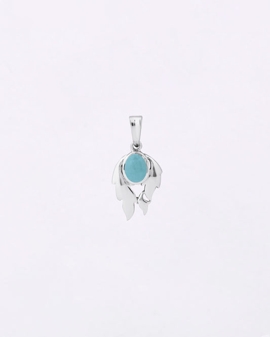 Luna Leaf Turquoise Pendant in 925 Silver