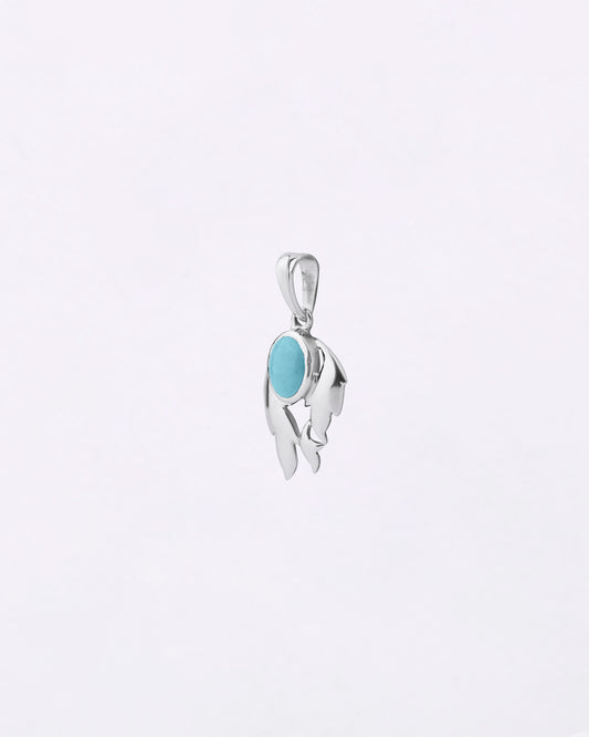 Luna Leaf Turquoise Pendant in 925 Silver