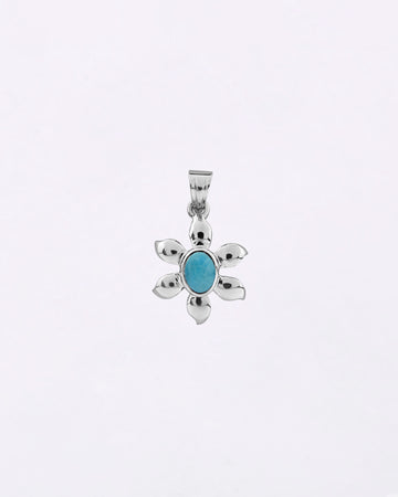 Sun Petal Shaped Turquoise Pendant in 925 Silver