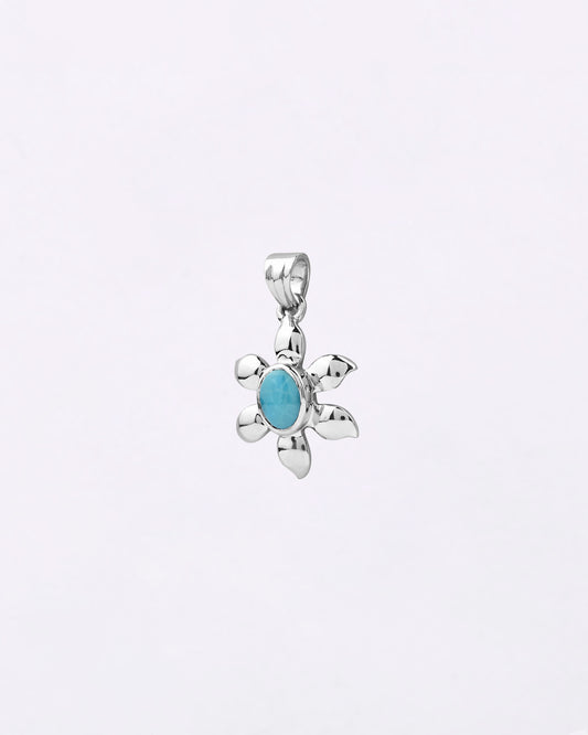 Sun Petal Shaped Turquoise Pendant in 925 Silver