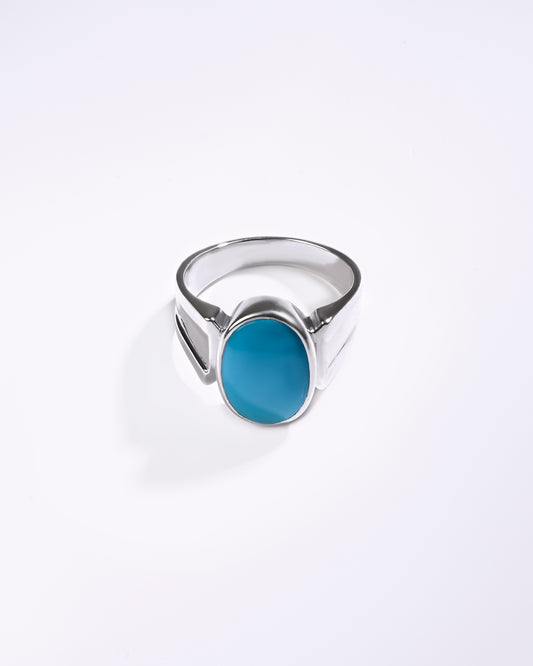 Statement Turquoise (Firoza) Ring in 925 Sterling Silver - Shakti