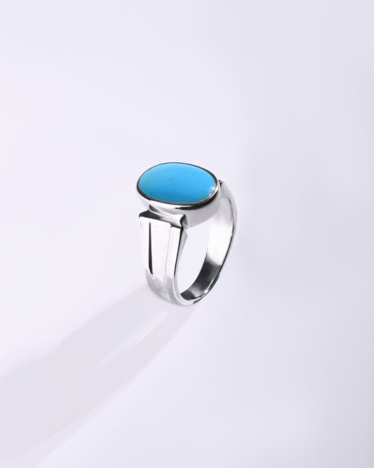 Statement Turquoise (Firoza) Ring in 925 Sterling Silver - Shakti