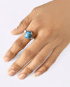 Natural Turquoise (Firoza) Ring in 925 Sterling Silver - Shakti