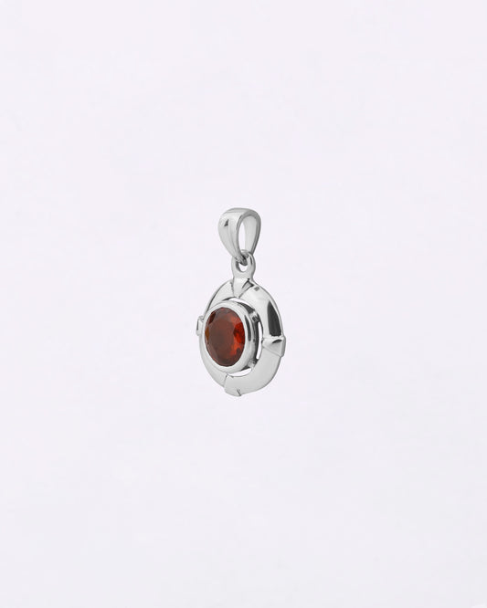 Moonlit Crown Garnet Pendant in 925 Silver