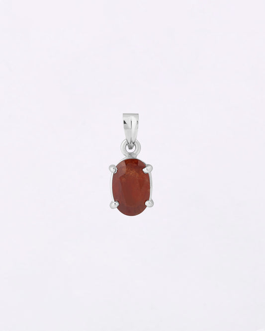 Plain Garnet Pendant in 925 Silver