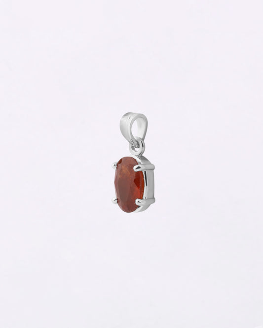 Plain Garnet Pendant in 925 Silver