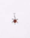 Sun Petal Shaped Garnet Pendant in 925 Silver