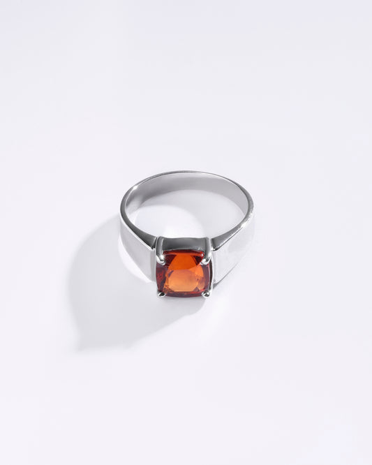 Heirloom Garnet (Gomed) Ring in 925 Sterling Silver - Urja Sq