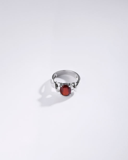 Unique Garnet (Gomed) Ring in 925 Sterling Silver - Urja