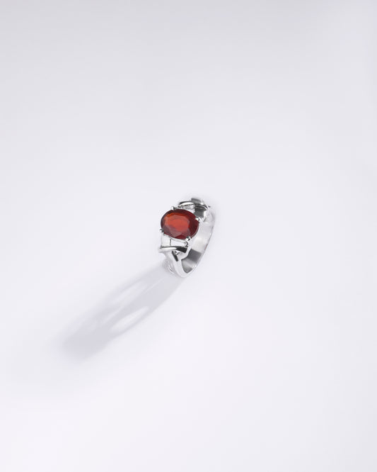 Unique Garnet (Gomed) Ring in 925 Sterling Silver - Urja