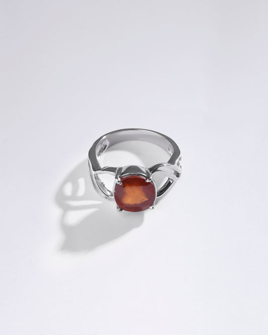 Designer Garnet (Gomed) Ring in 925 Sterling Silver - Urja