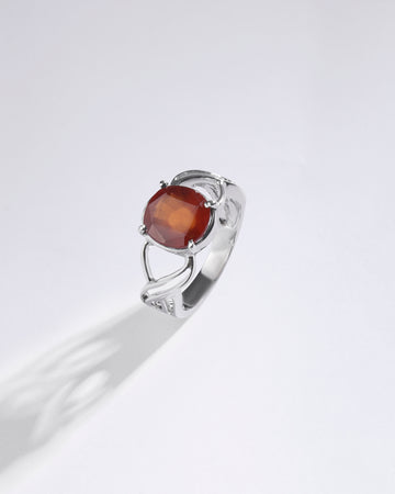 Designer Garnet (Gomed) Ring in 925 Sterling Silver - Urja