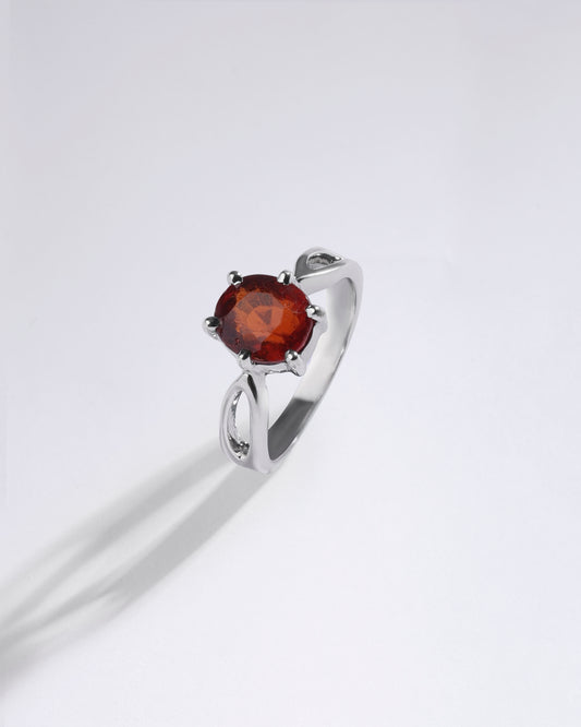Grace Garnet (Gomed) Ring in 925 Sterling Silver - Astra