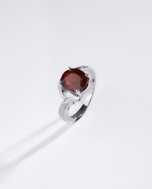 Cosmic Garnet (Gomed) Ring in 925 Sterling Silver - Urja