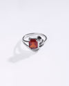 Floral Garnet (Gomed) Ring in 925 Sterling Silver - Urja Sq