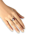 Floral Garnet (Gomed) Ring in 925 Sterling Silver - Urja Sq