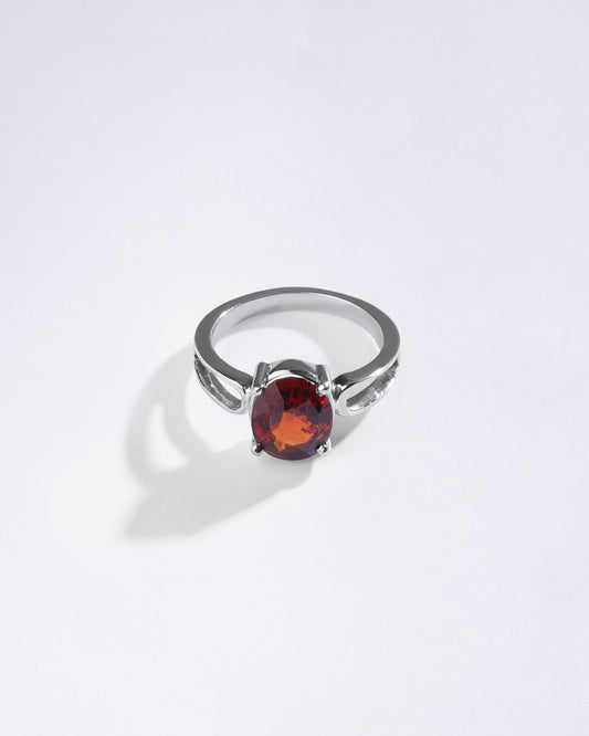 Sleek Garnet (Gomed) Ring in 925 Sterling Silver - Urja