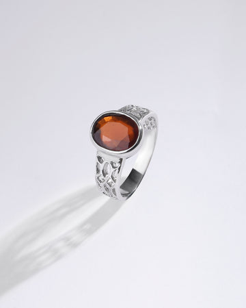 Victorian Garnet (Gomed) Ring in 925 Sterling Silver - Shakti