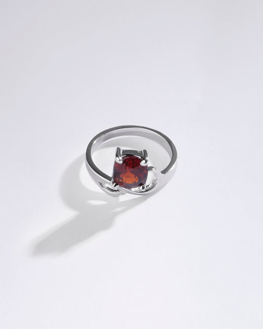 Infinity Garnet (Gomed) Ring in 925 Sterling Silver - Urja Sq