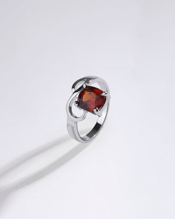 Infinity Garnet (Gomed) Ring in 925 Sterling Silver - Urja Sq