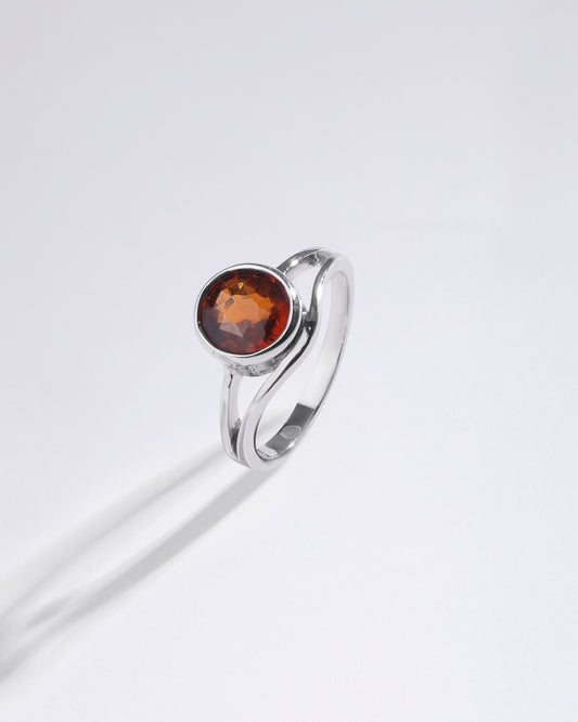 Harmony Garnet (Gomed) Ring in 925 Sterling Silver - Shakti